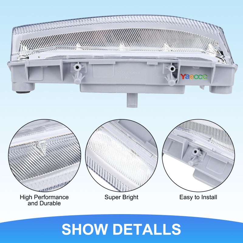 Yaeccc Pair of Fog Lamp LED Daytime Running Lamp Fog Light Compatible with 2007-2015 Mercedes Benz C Class W204 C250 C300 C350 E Class W212 E350 - Image 2